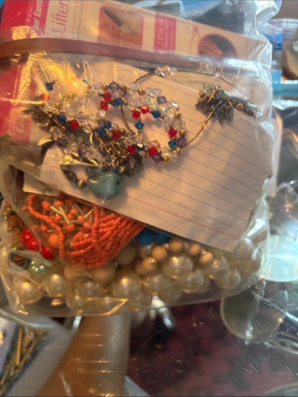 Mixed Costume Jewelry Bundle with Pearl Necklace,Colorful Beads.All Wearables